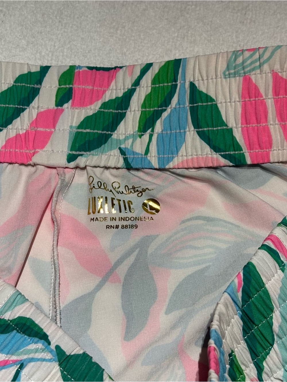 Lilly Pulitzer Pink & Green Floral Leaf Athletic Shorts - Picture 5 of 8